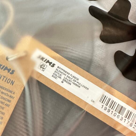 NWT SKIMS BOYFRIEND FLEECE HALF ZIP PULLOVER IN ZIRCON SIZE MEDIUM - Picture 10 of 10